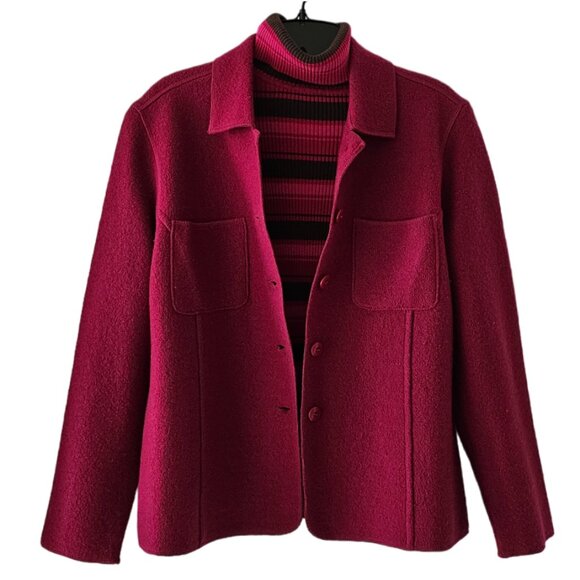 Petite Sophisticate 100% Boiled Wool Jacket | Like New | SP | Raspberry Pink - Picture 2 of 15